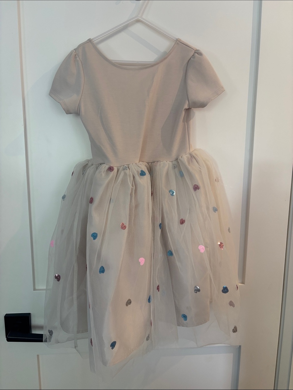 H&M Cream Tulle Party Dress with Multicolor Heart Sequins